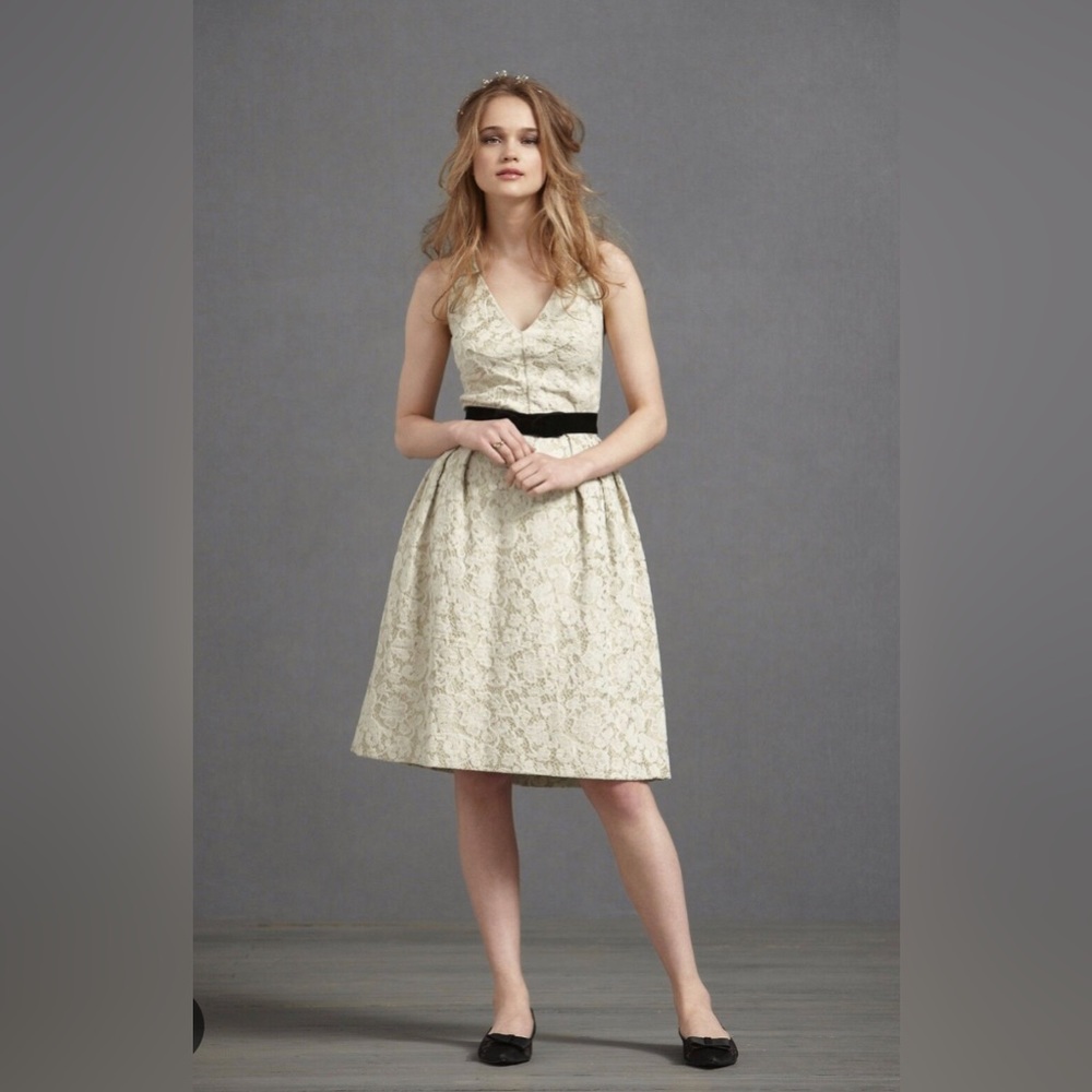 BHLDN James Coviello Dress / Anthropologie Cream and Gold shimmer